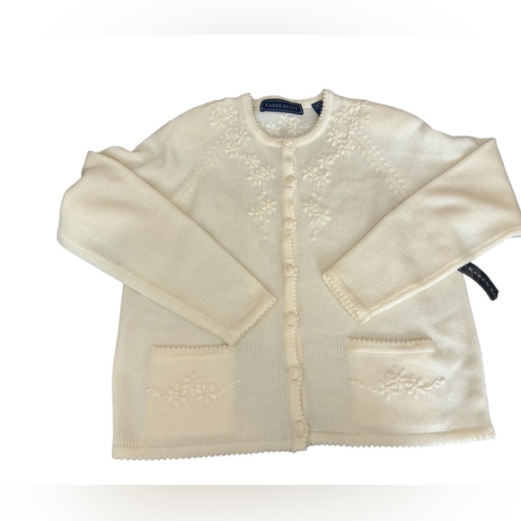 NWT Karen Scott embroidered cardigan-medium - Picture 1 of 6